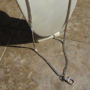 Silver Tone Diamond Accent Lanyard with Magnetic Clasp